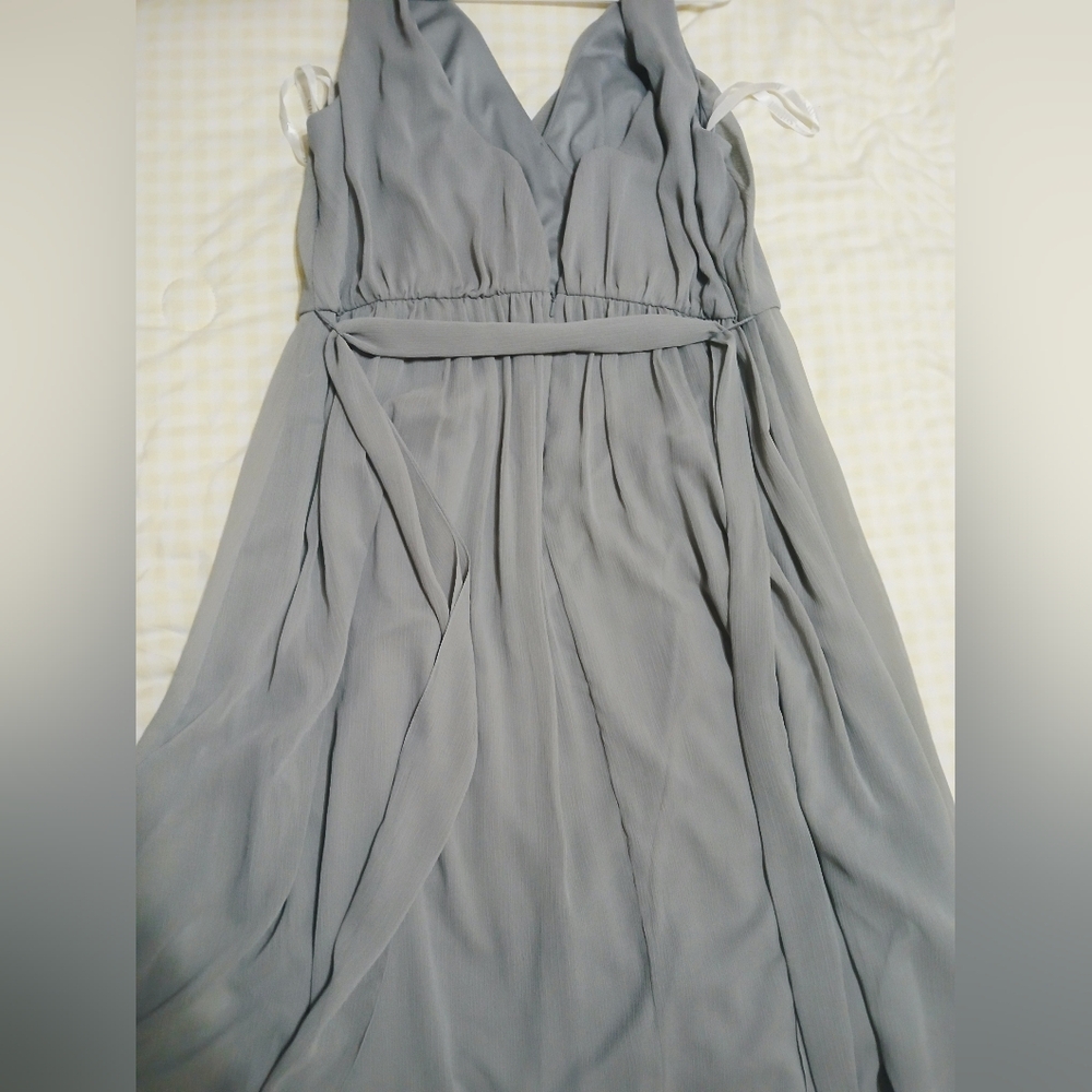 David's Bridal Light Gray Maxi Dress